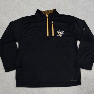 Pittsburgh Penguins Kids Quarter Zip Pullover Sz L Long Sleeve Shirt‎ Majestic